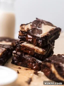 cheesecake brownies stacked
