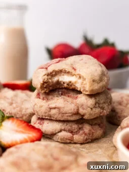 Soft Vegan Strawberry Cheesecake Cookies - No eggs, No dairy!