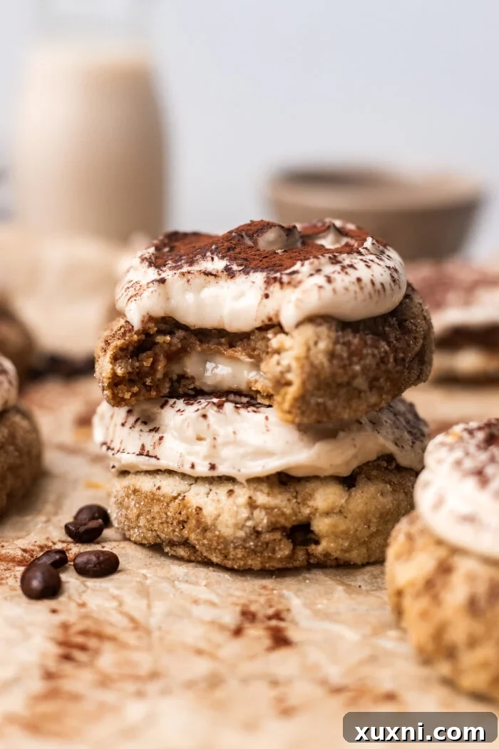 stacked tiramisu cookies