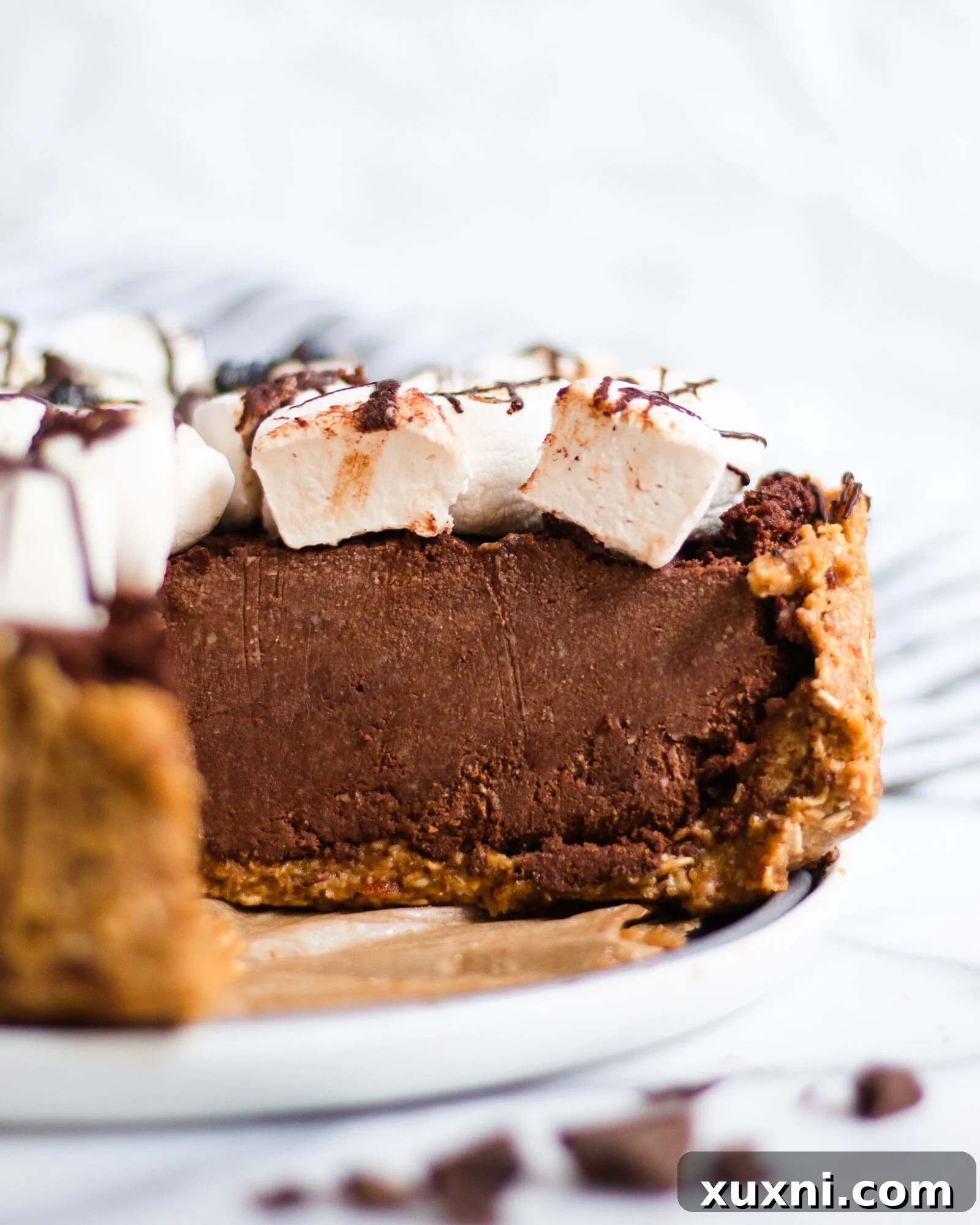 slice of chocolate pie taken out