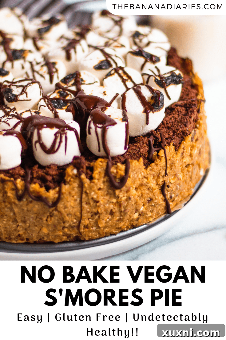 pinterest image for vegan s'mores pie