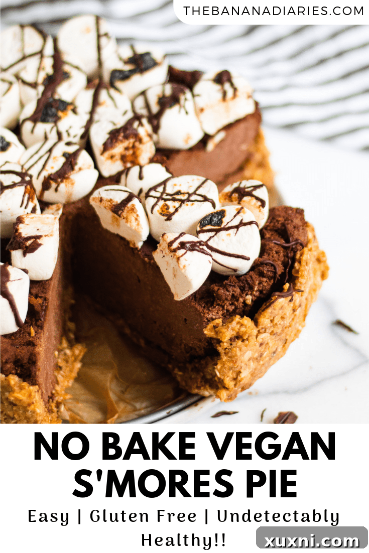 pinterest image for vegan s'mores pie