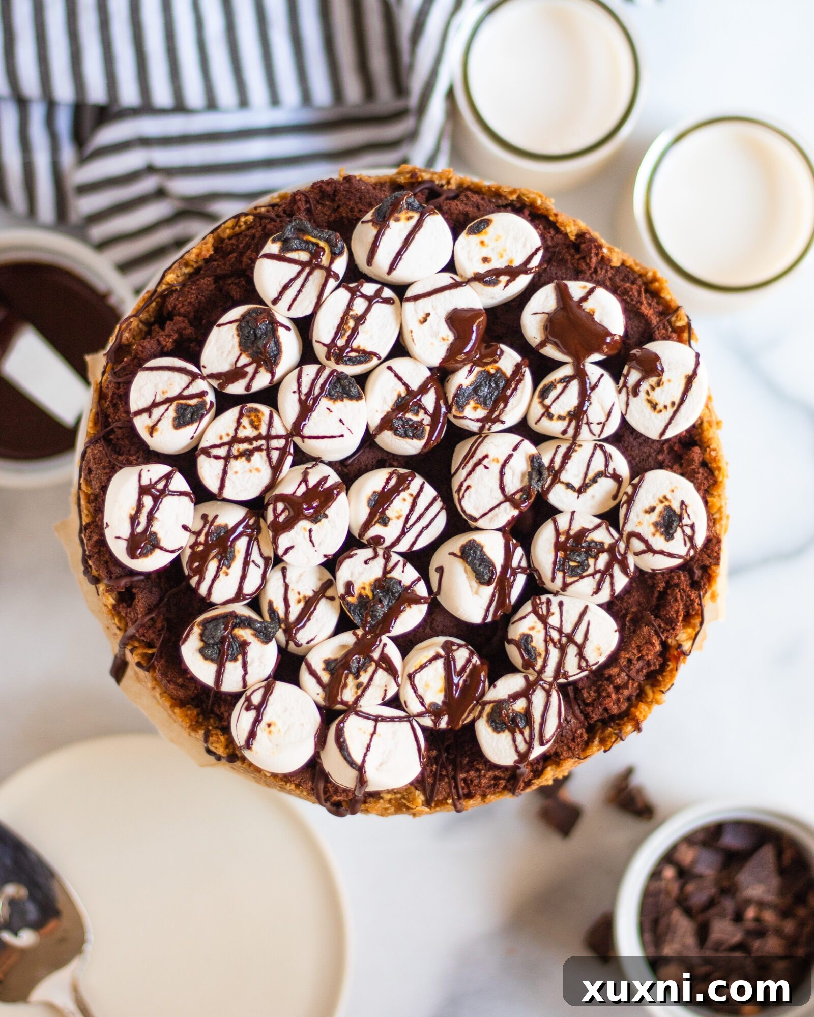 overhead of chocolate pie