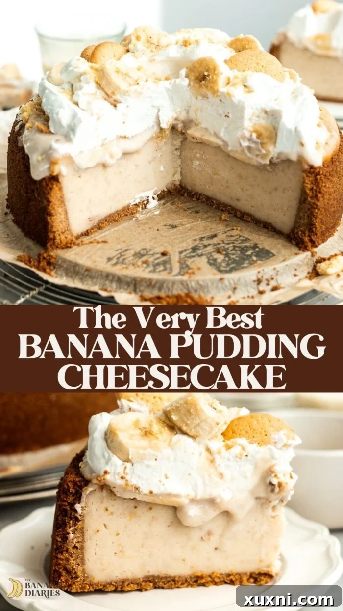 Caramelized 'Brown Butter' Banana Pudding Cheesecake - No eggs, Dairy free! pinterest pin graphic