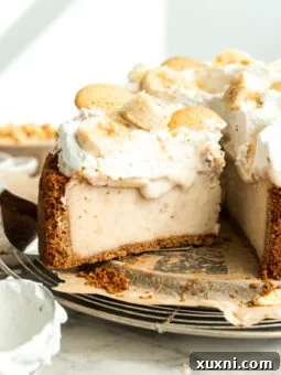 sliced vegan banana pudding cheesecake
