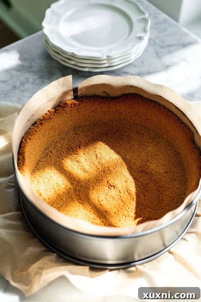 graham cracker cheesecake crust in a springform pan
