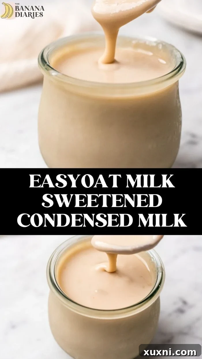 Easy Oat Milk Vegan Sweetened Condensed Milk pinterest pin