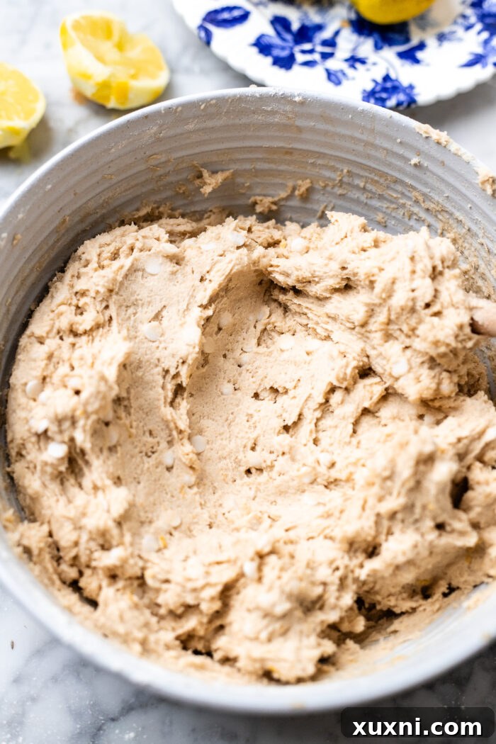 unscooped vegan lemon cookie dough in a bowl