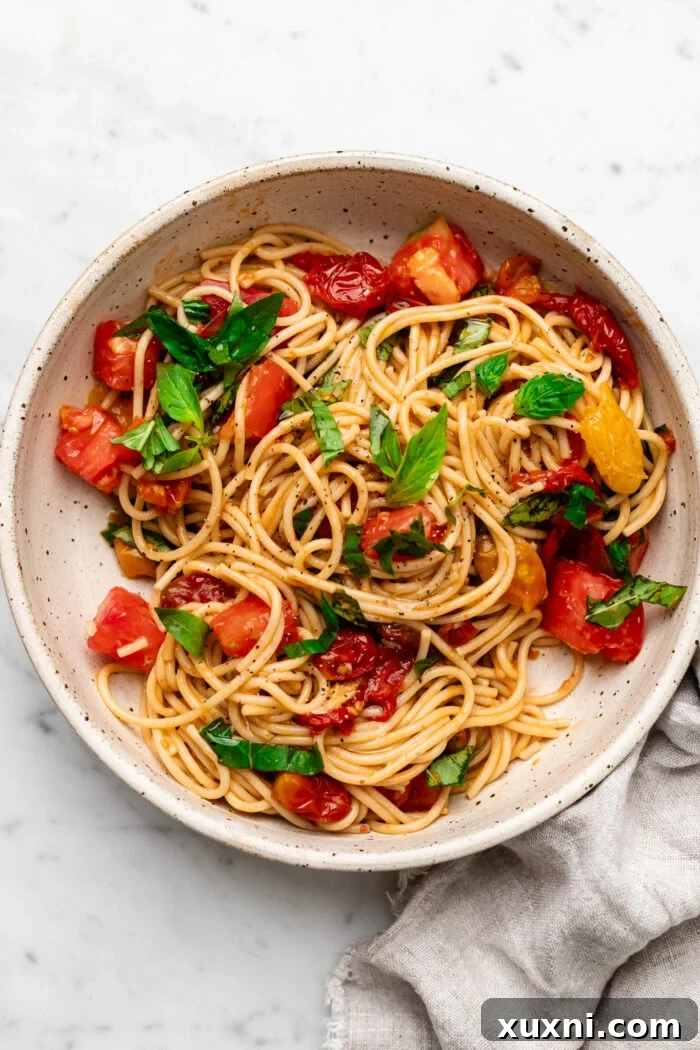 bowl of fresh bruschetta pasta