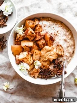 bowl of vegan apple pie overnight oats