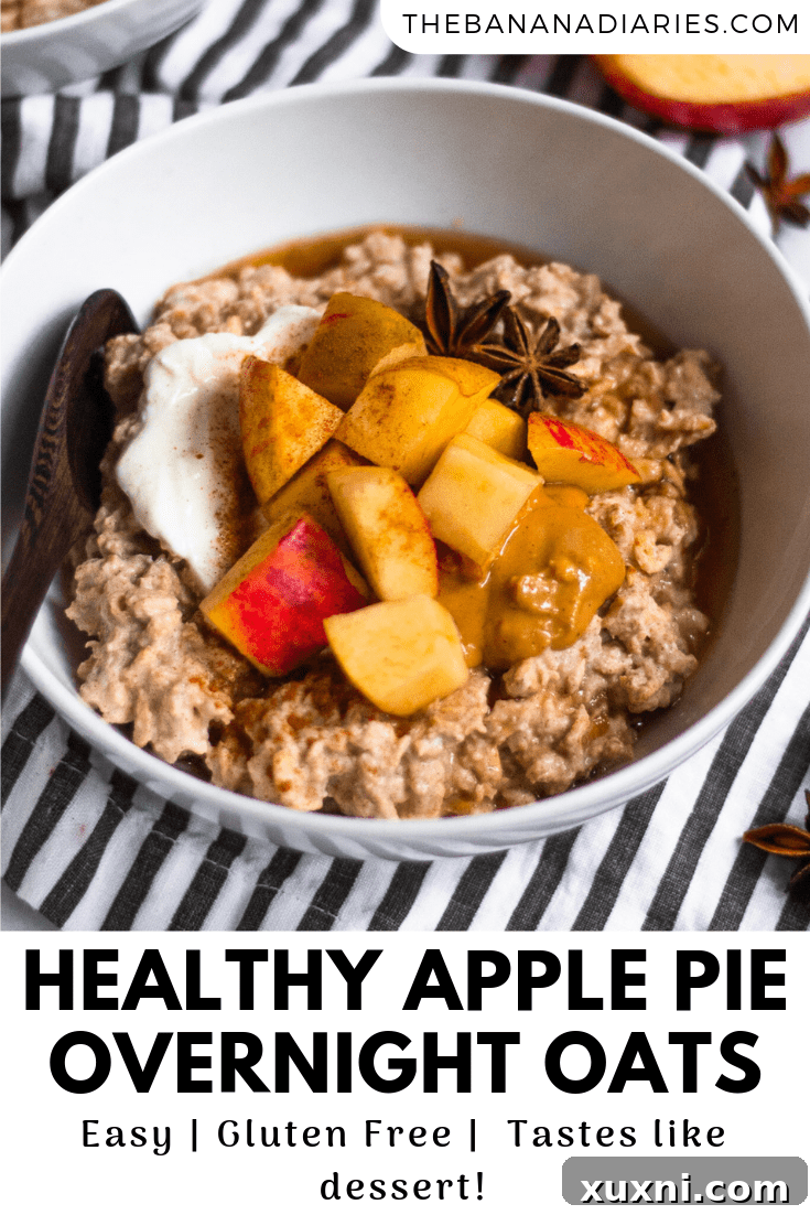 pinterest image for apple pie overnight oats