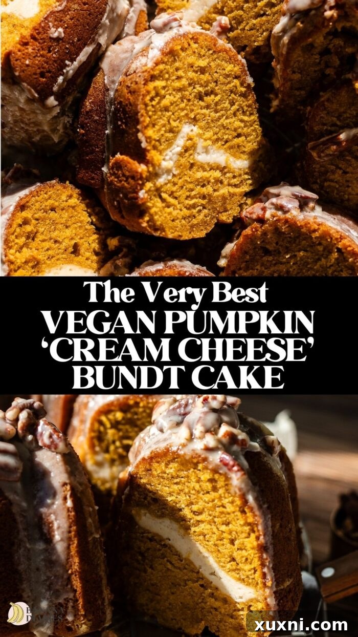 MOIST Vegan Pumpkin 'Cream Cheese' Bundt Cake with Maple Pecan Glaze Pinterest pin