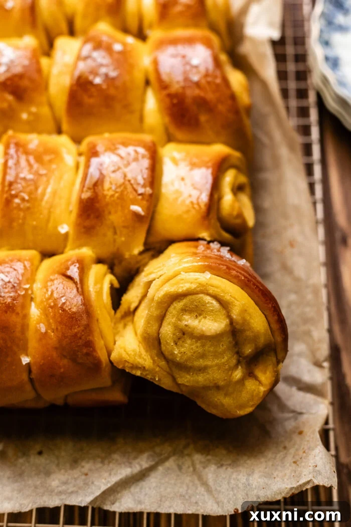 pulled apart sweet potato Parker house roll