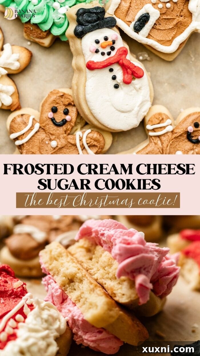 Soft Baked Frosted Dairy-Free Sugar Cookies with Vegan Cream Cheese Frosting 14 Pinterest pin for Soft Baked Frosted 'Cream Cheese' Sugar Cookies - No eggs, Dairy Free!