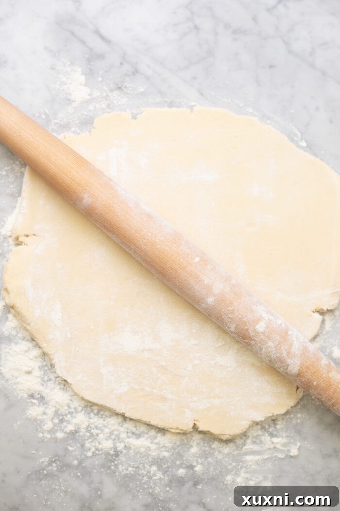 Soft Baked Frosted Dairy-Free Sugar Cookies with Vegan Cream Cheese Frosting 8 Rolling out the chilled vegan cookie dough with a rolling pin