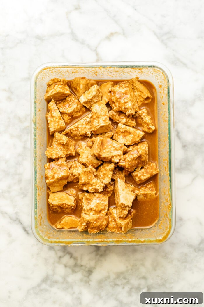 marinating the tofu