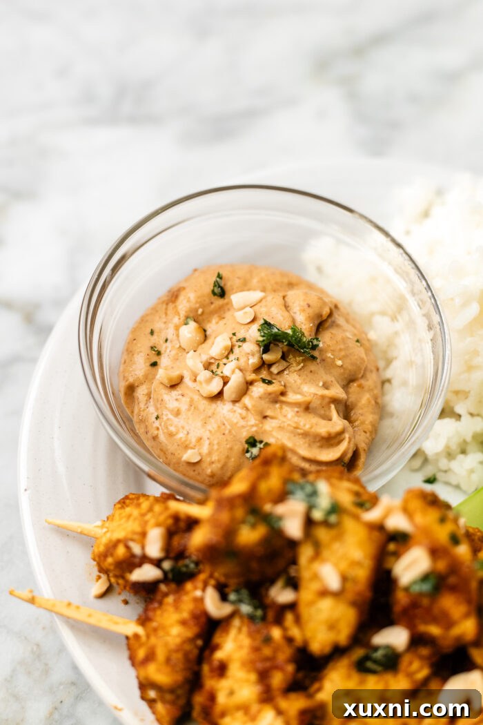 close up of the peanut sauce