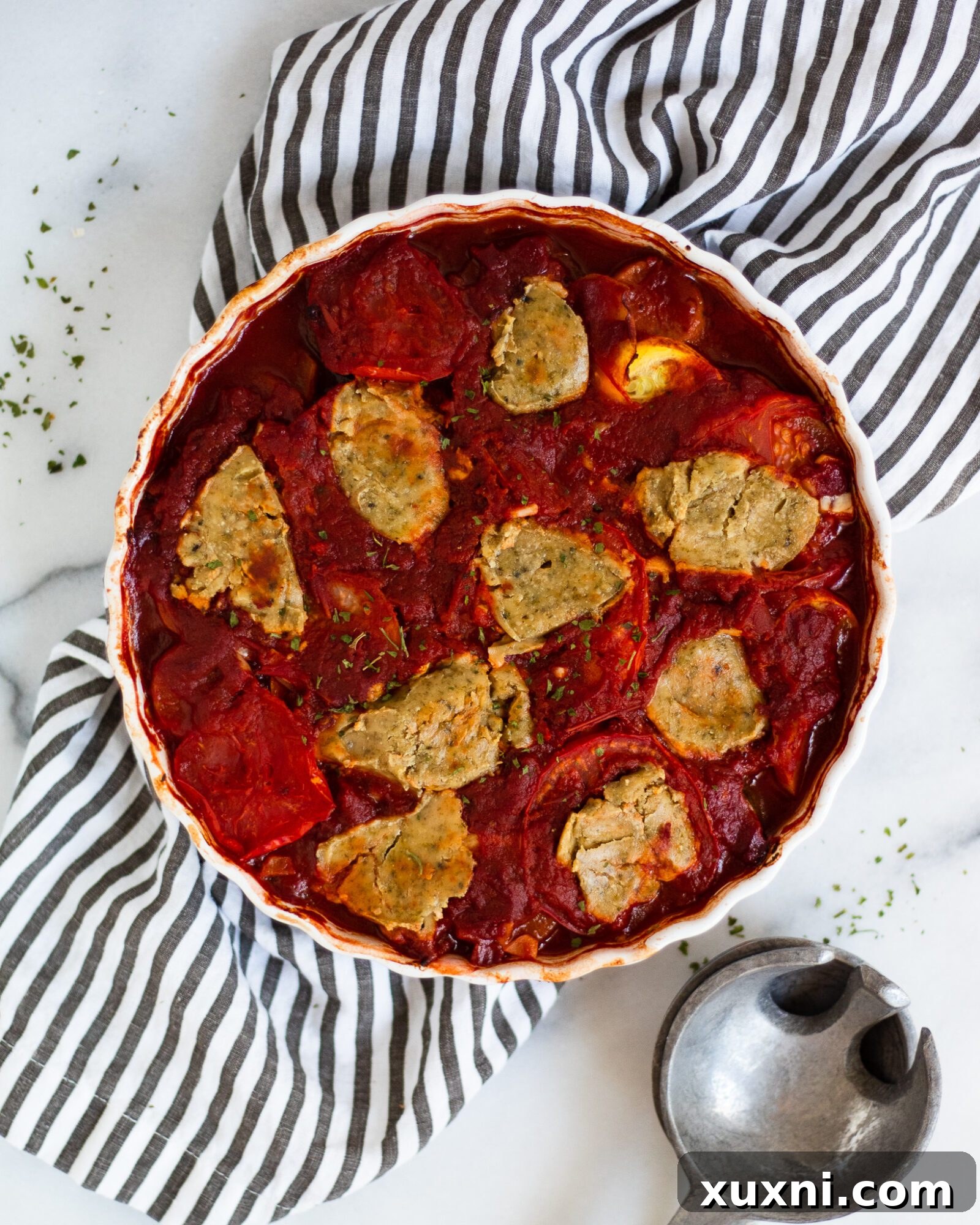 Freshly baked ratatouille, a vibrant and healthy vegetable dish