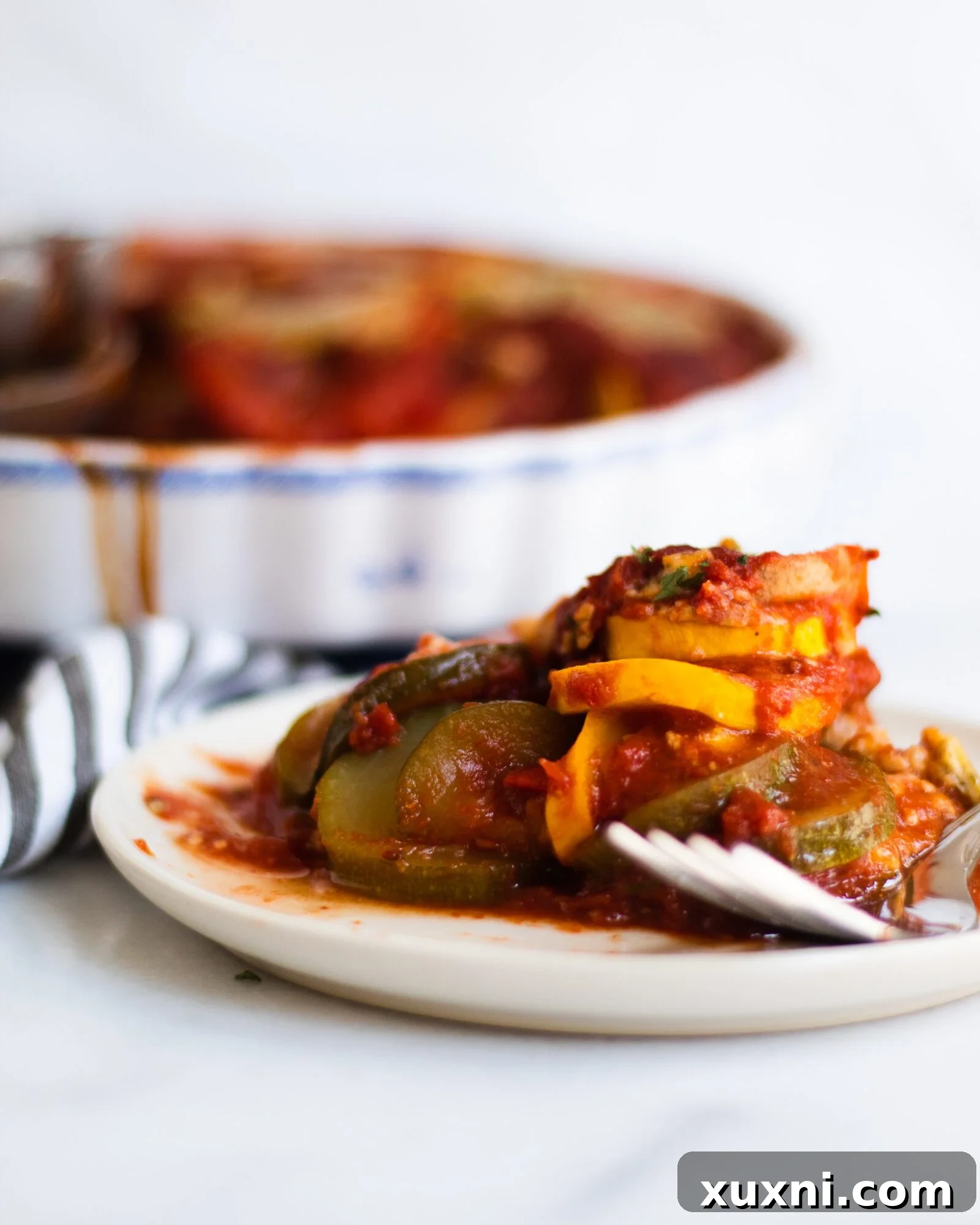 A plate of colorful ratatouille, showcasing its delicious appeal