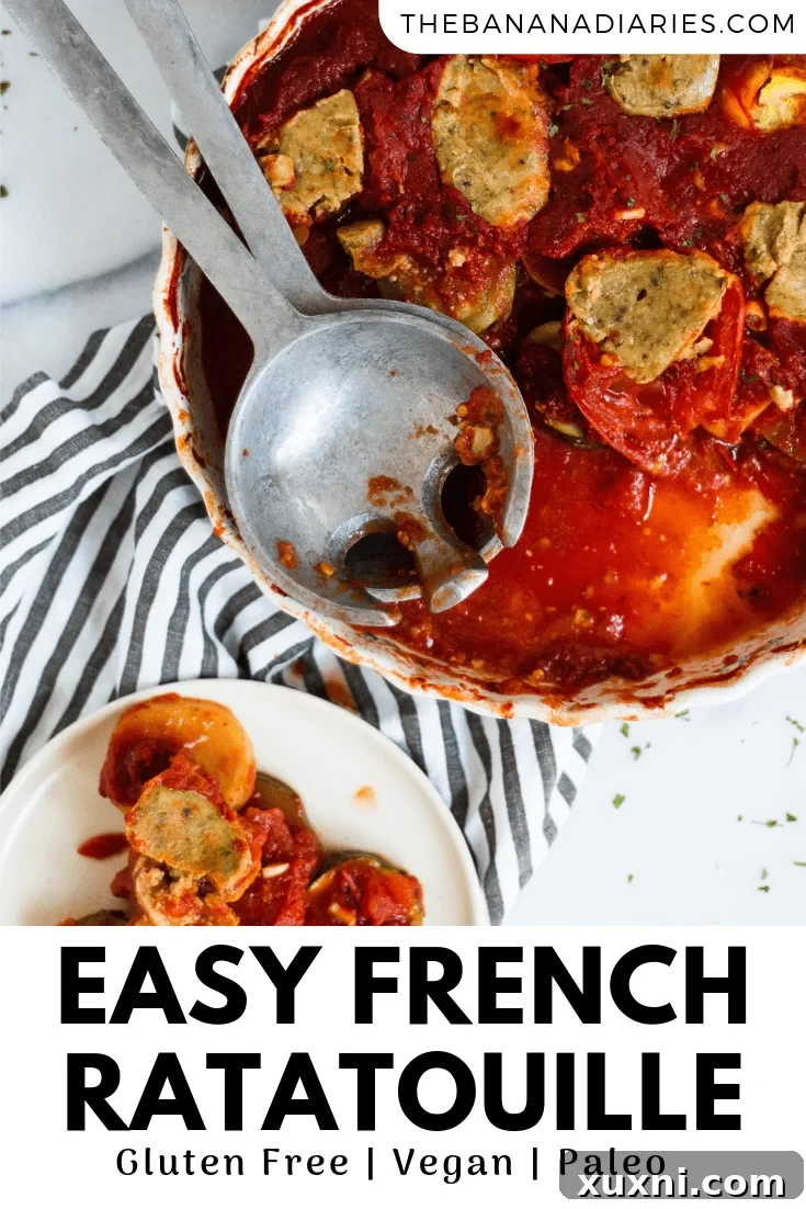 Another Pinterest image for ratatouille, focusing on fresh, healthy ingredients and simple preparation