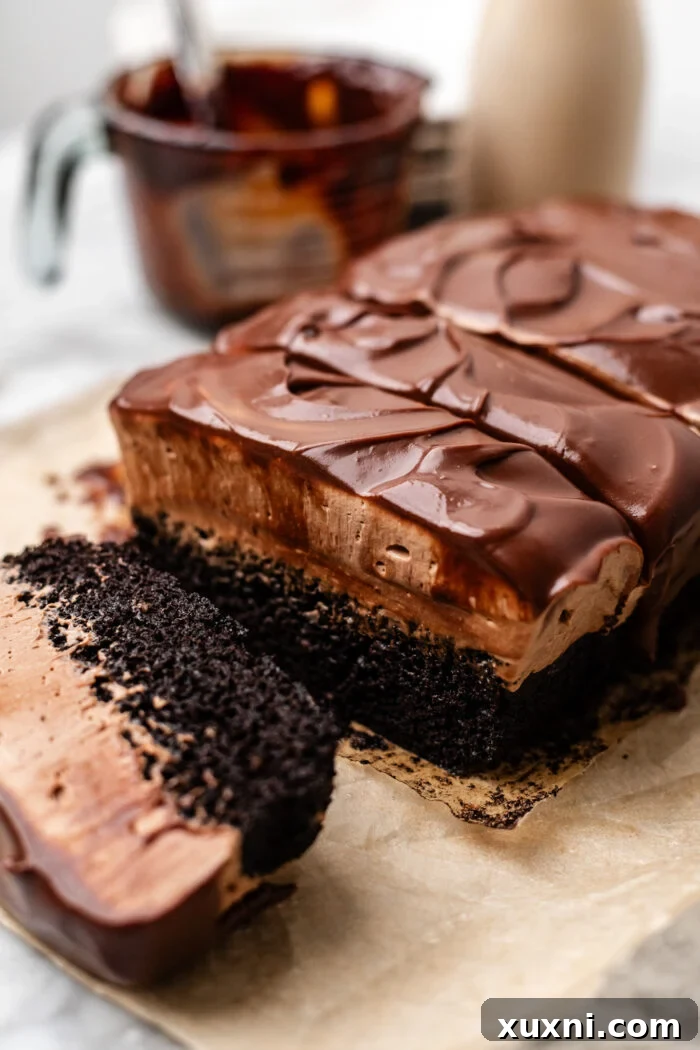 chocolate mousse cake in loaf cake form
