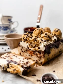 sliced vegan cookie dough cheesecake