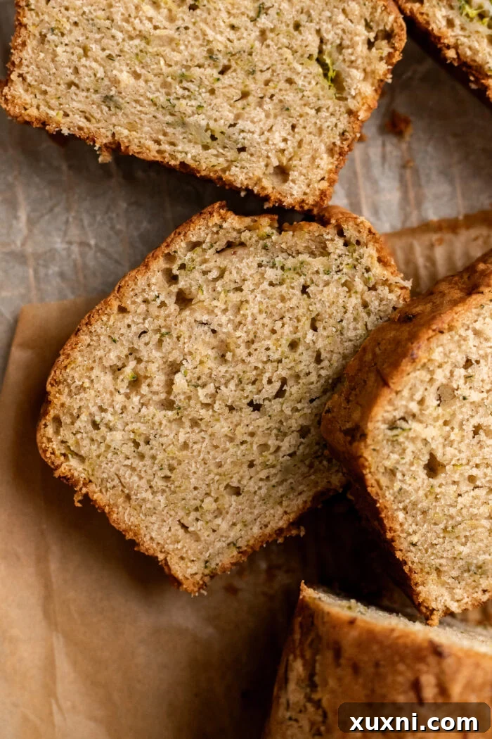 Unbelievably Moist Vegan Zucchini Bread 2 sliced vegan zucchini bread