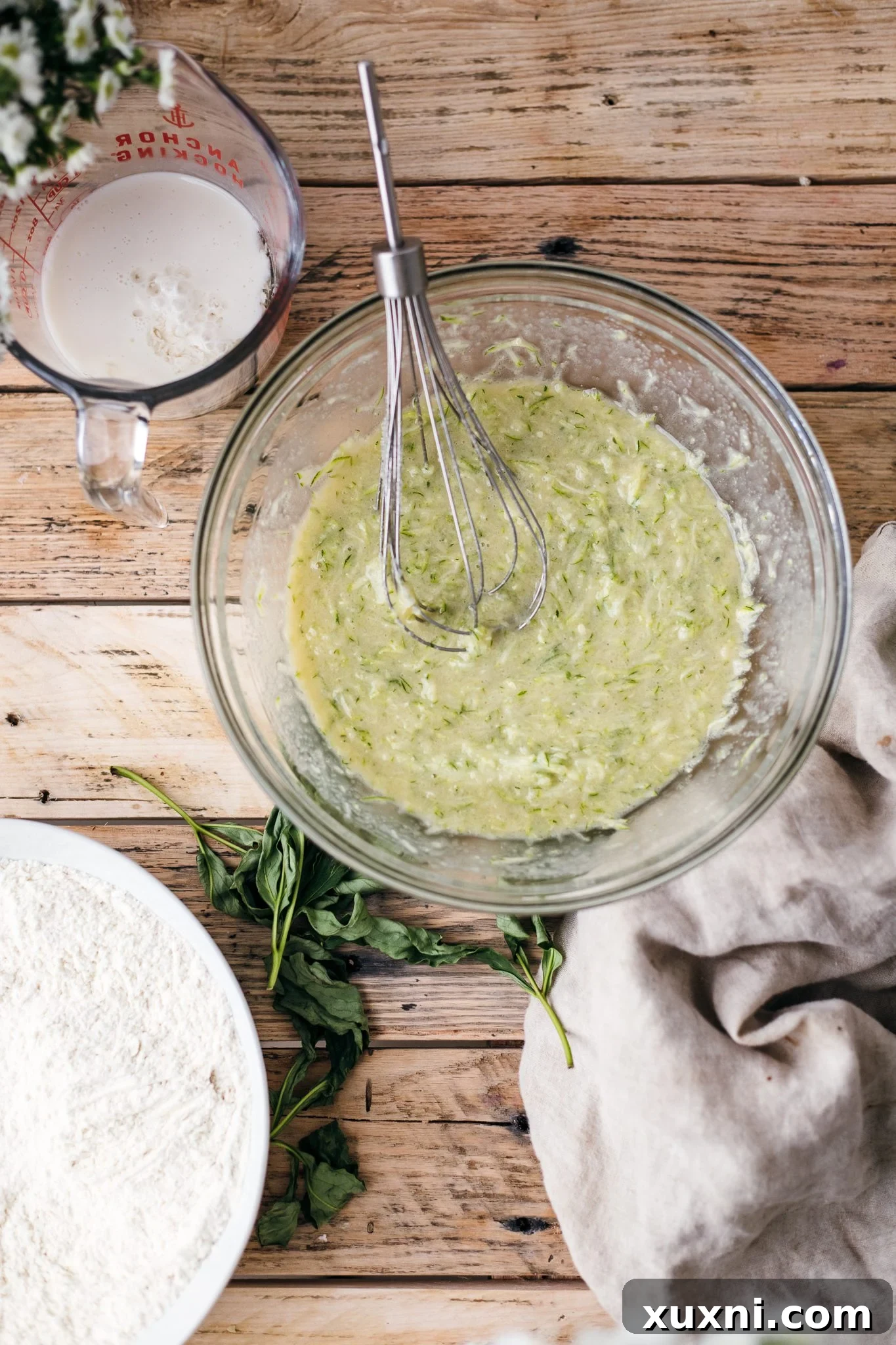 Unbelievably Moist Vegan Zucchini Bread 6 vegan zucchini bread wet ingredients mixed