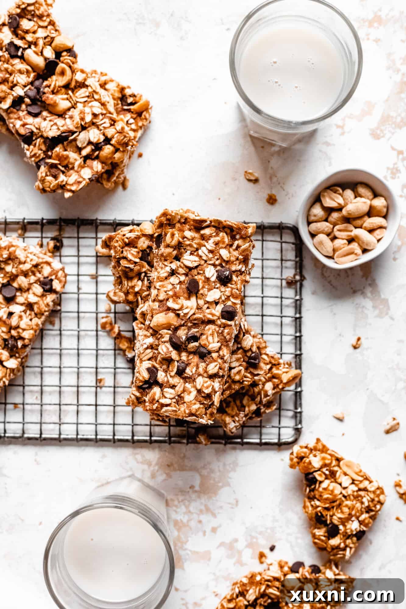 Granola bars on a cooling rack