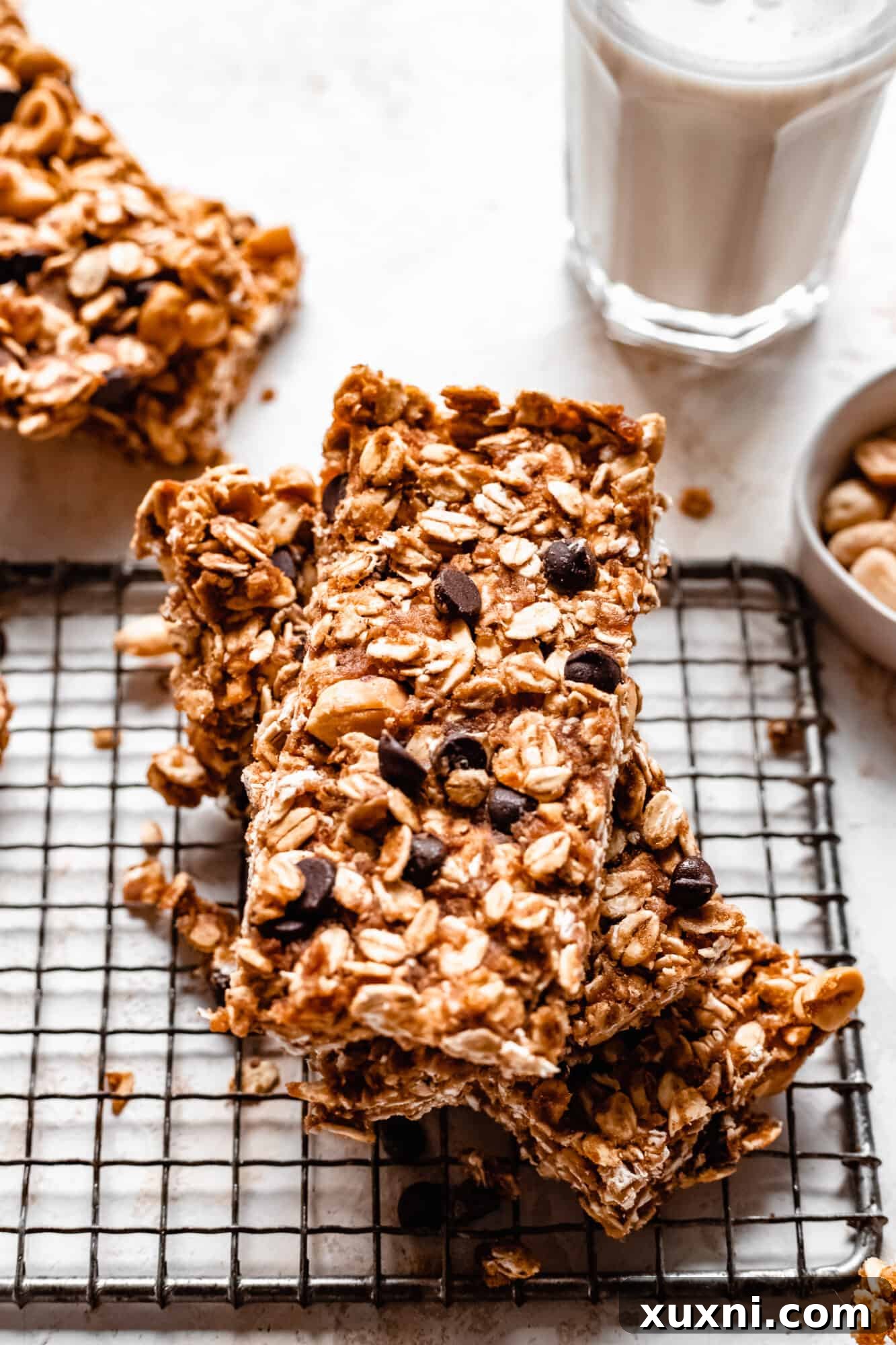 Stacked healthy granola bars