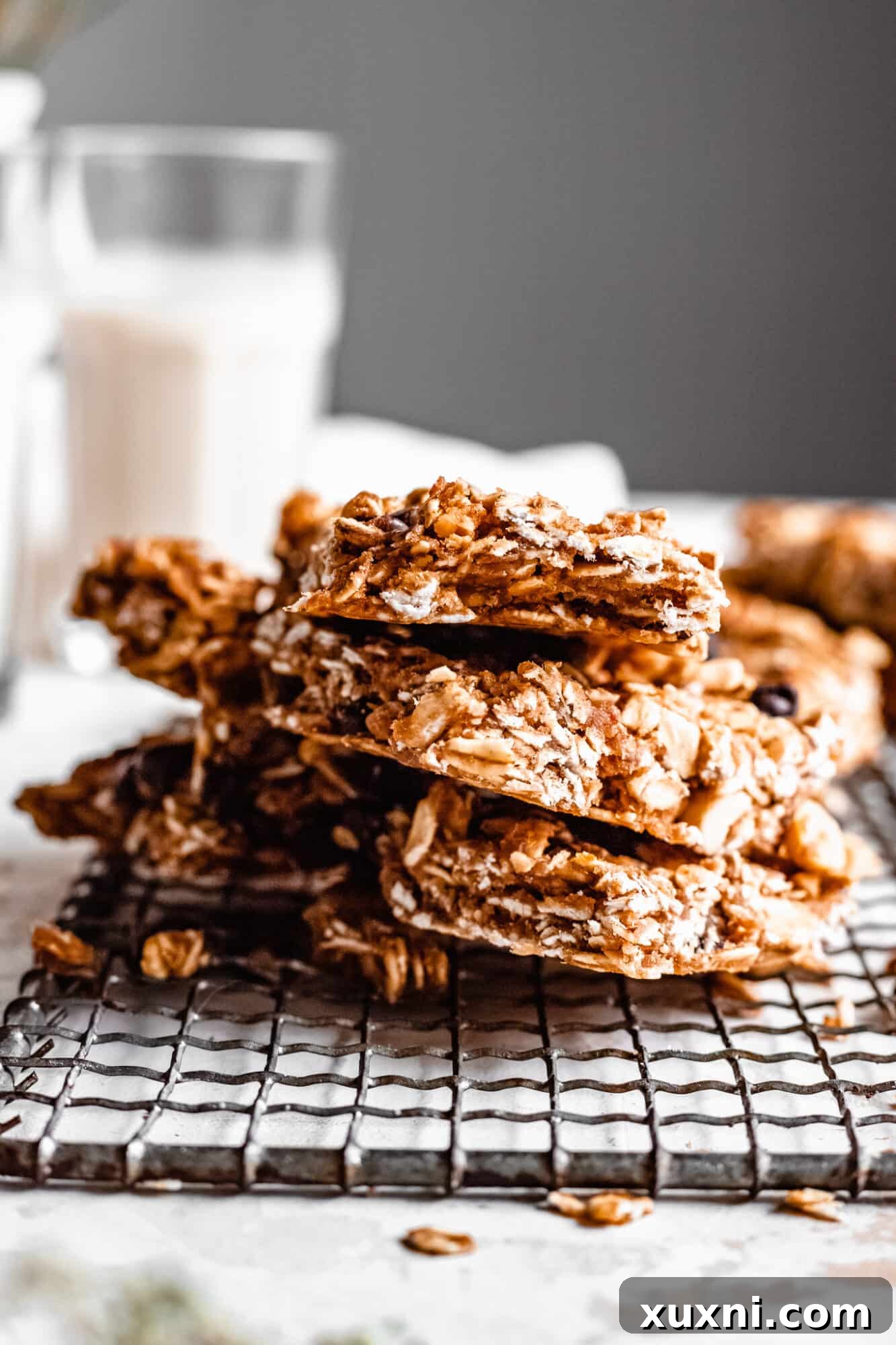Stacked vegan granola bars