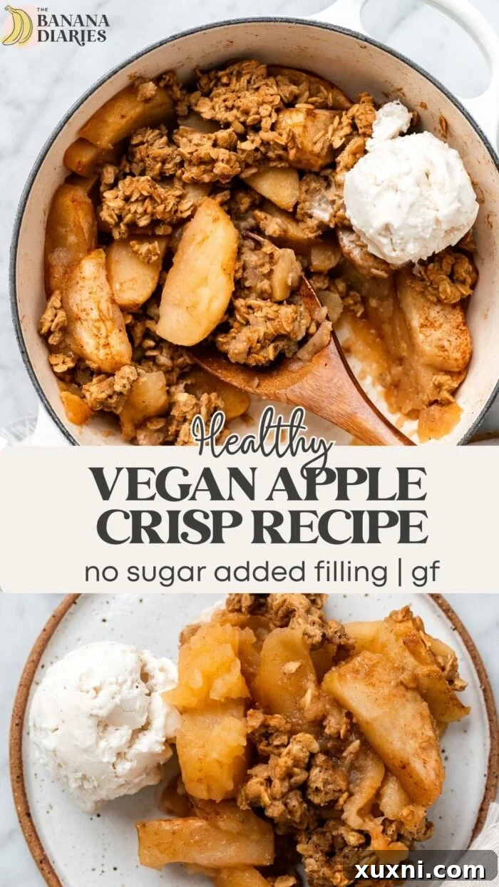 Quick Vegan Apple Crisp Naturally Sweetened 11 Quick & Easy Vegan Apple Crisp Recipe (No Sugar Added Filling!) Pinterest Pin