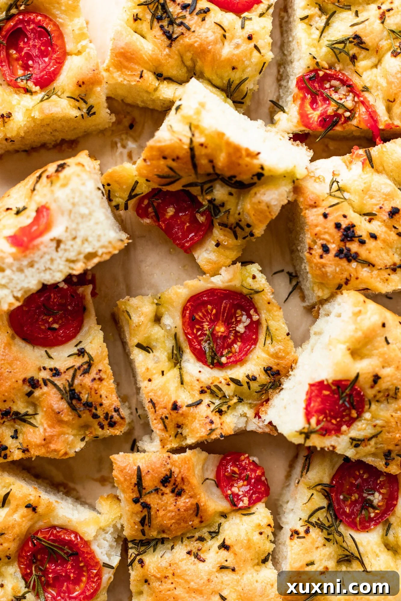 toppings on focaccia bread