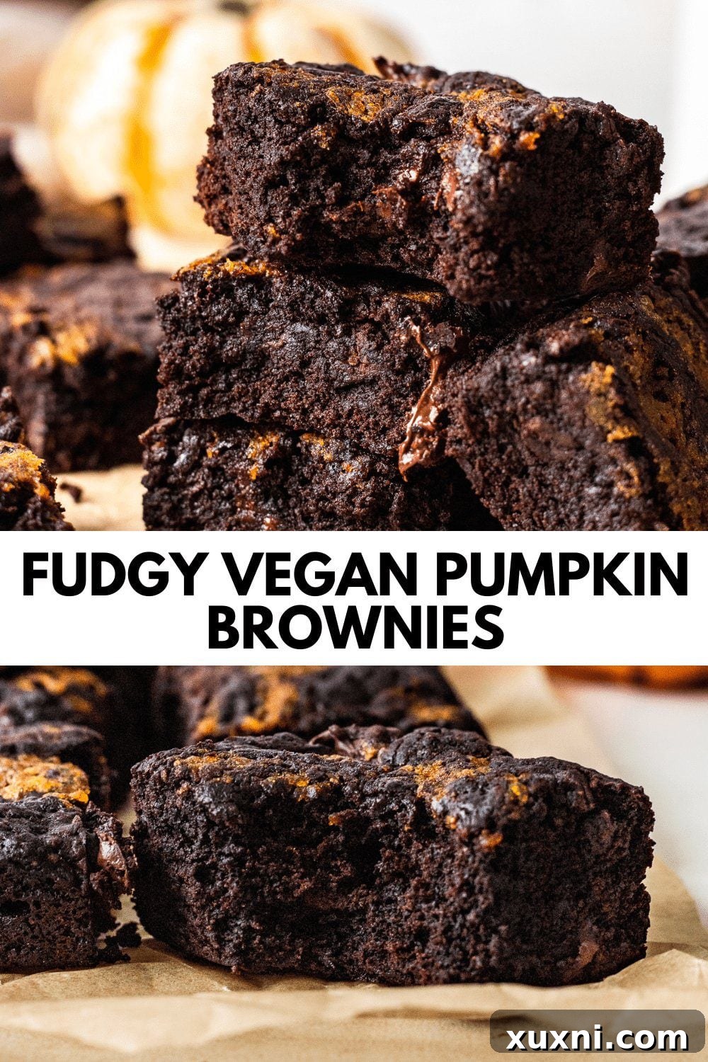 Fudgy Vegan Pumpkin Brownies (Healthy!) - Pin for Pinterest