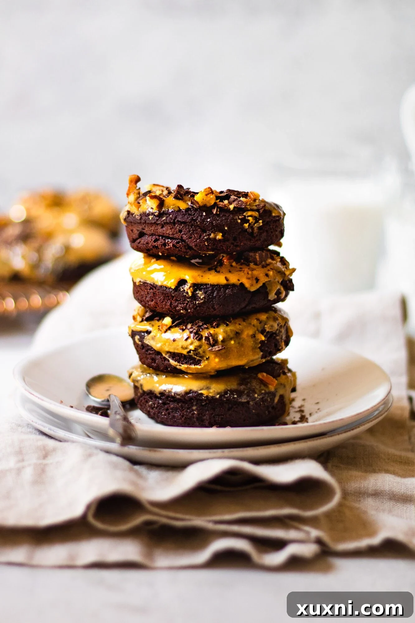 Stack of fluffy baked donuts ready to be glazed