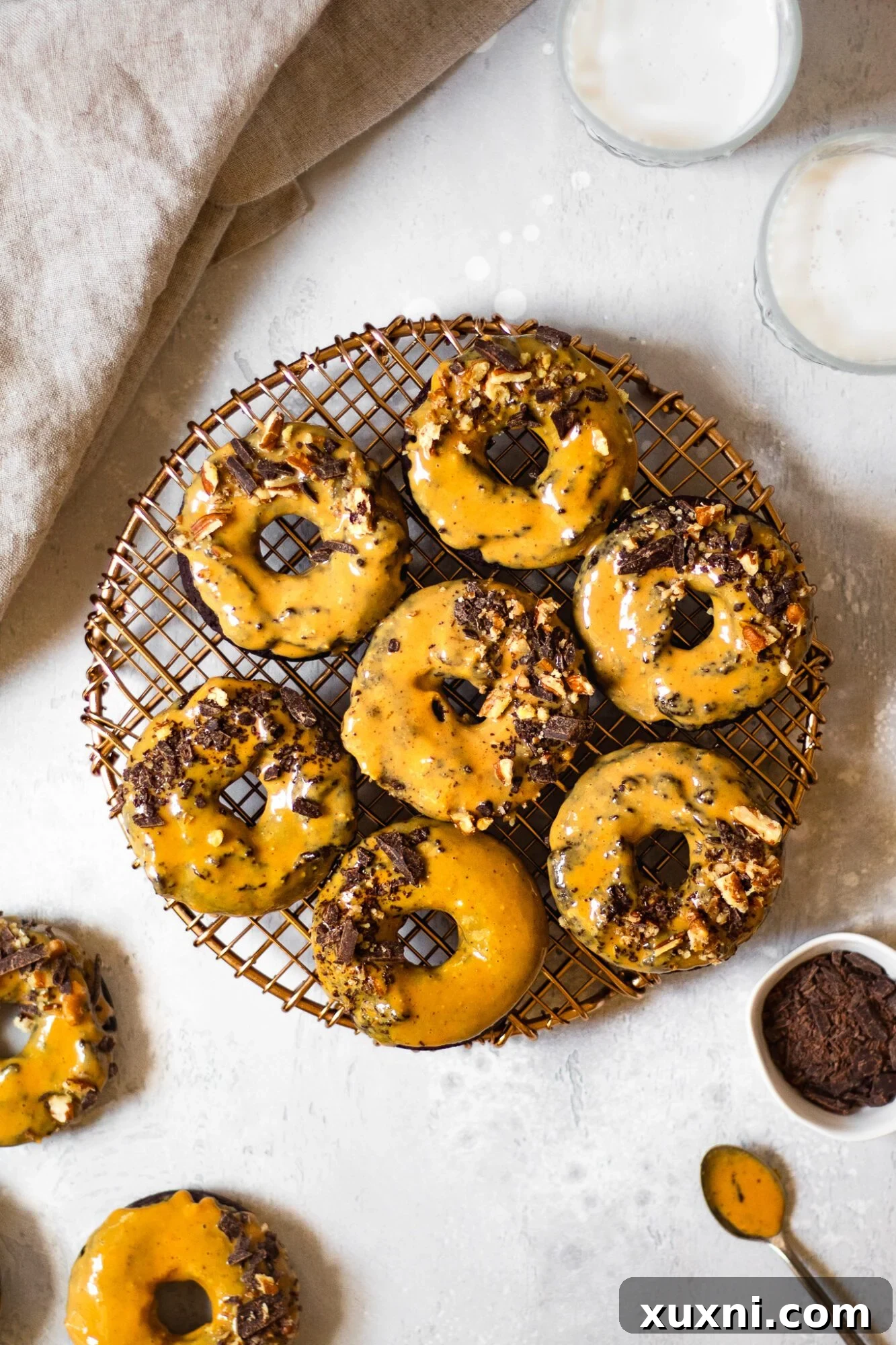 Close-up of the smooth and creamy peanut butter glaze