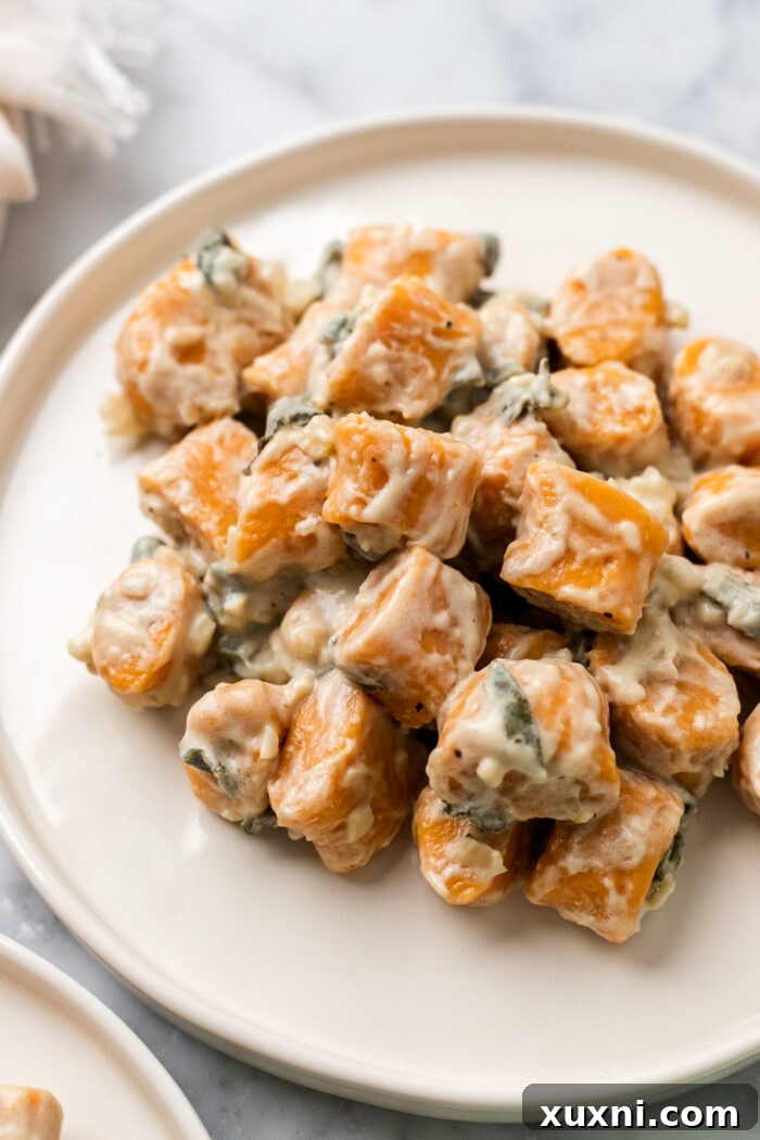 Sweet potato gnocchi on a plate