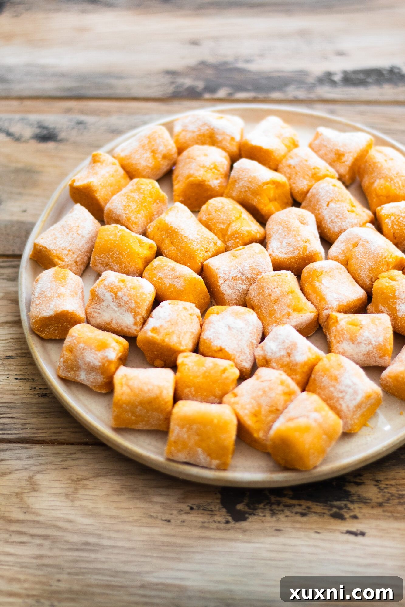 Plate of raw gnocchi