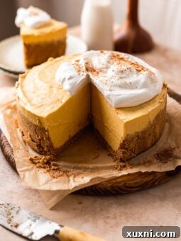 sliced vegan pumpkin cheesecake