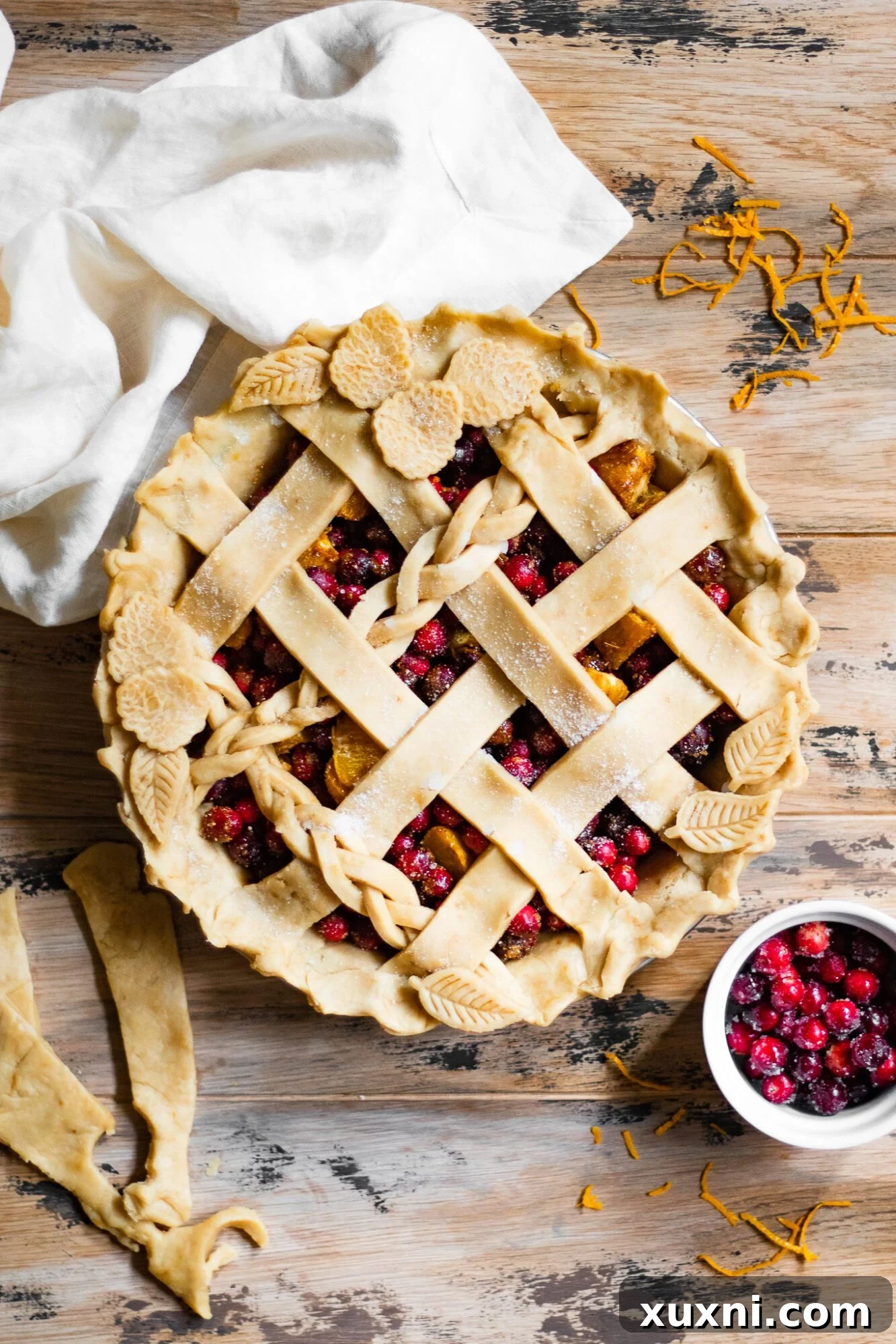 Easy Flaky Vegan Pie Crust The All-Vegan Butter Method 13 A beautifully crafted lattice crust on a pie, showcasing decorative pastry work.