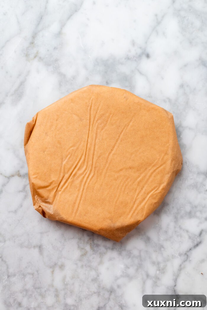 Easy Flaky Vegan Pie Crust The All-Vegan Butter Method 6 Pie dough wrapped in plastic, ready to be chilled in the refrigerator.