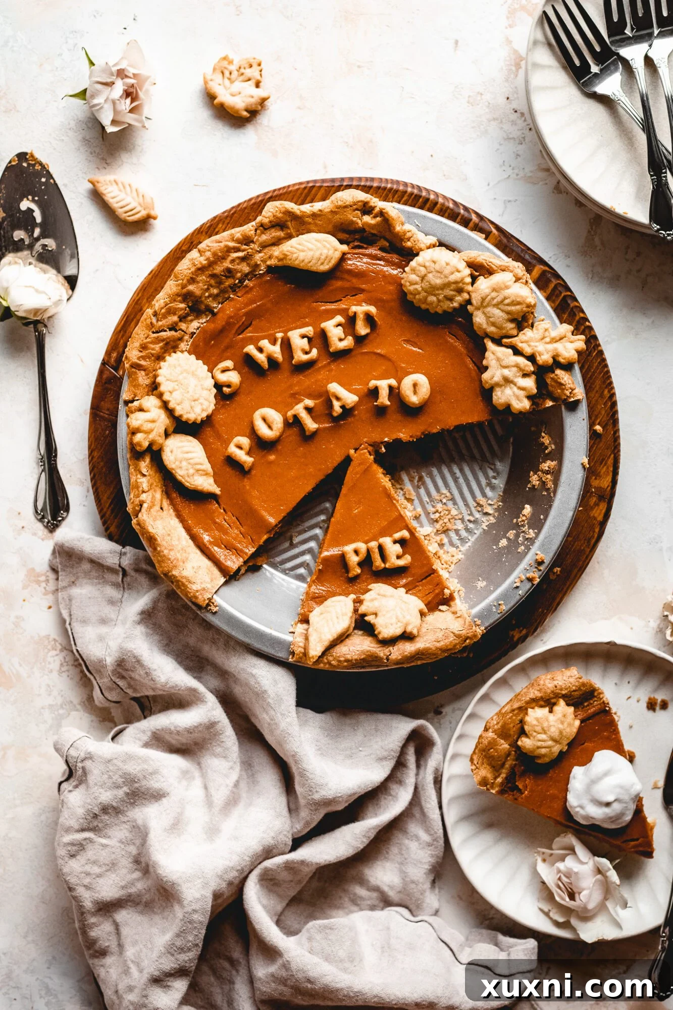 sweet potato pie sliced