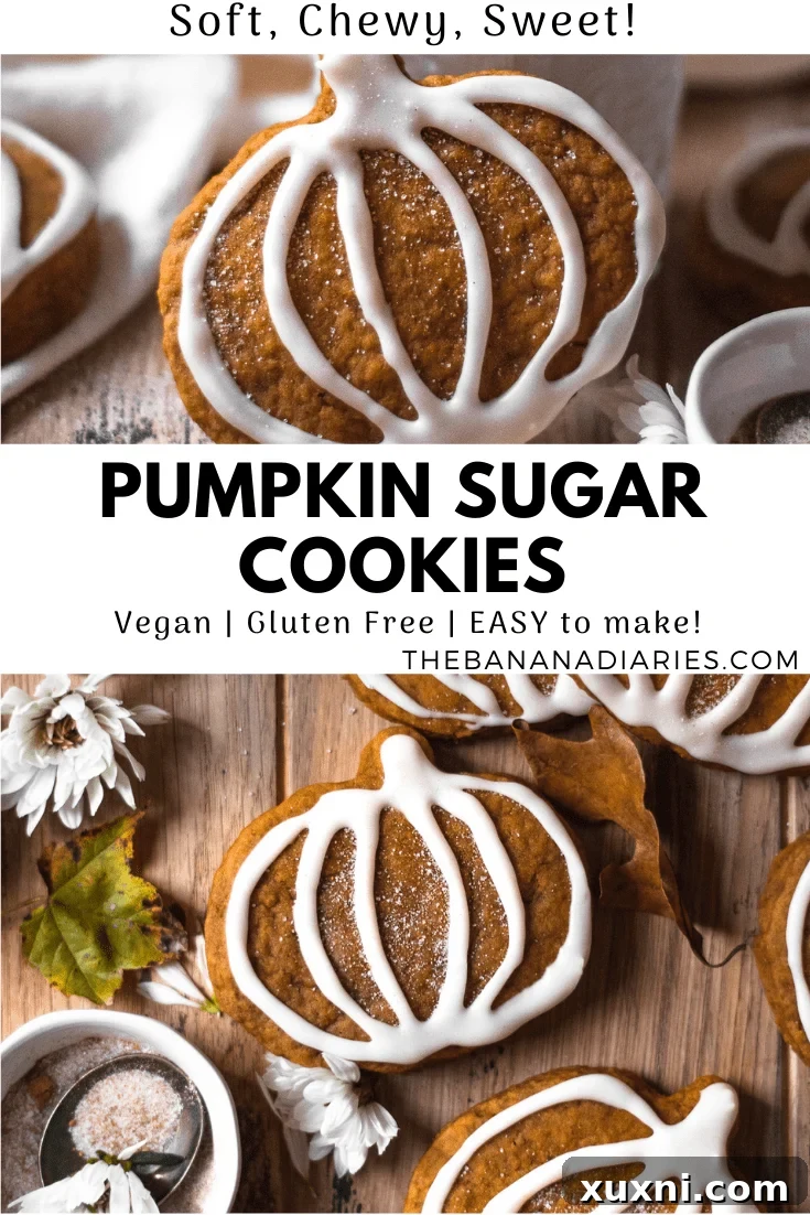 pinterest pin for vegan pumpkin sugar cookies recipe