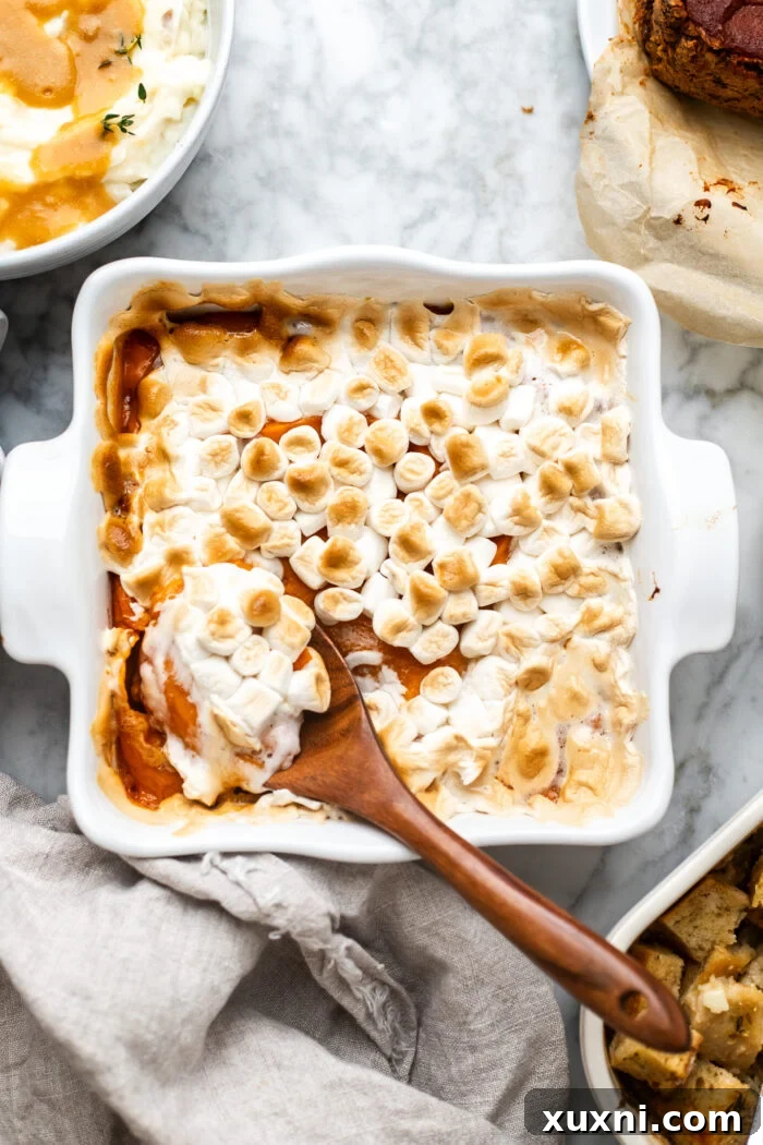 Irresistible Plant-Based Sweet Potato Casserole 2 sweet potato casserole on marble