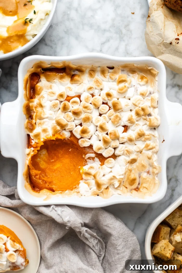 Irresistible Plant-Based Sweet Potato Casserole 7 scooped vegan sweet potato casserole