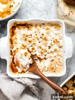 sweet potato casserole on marble