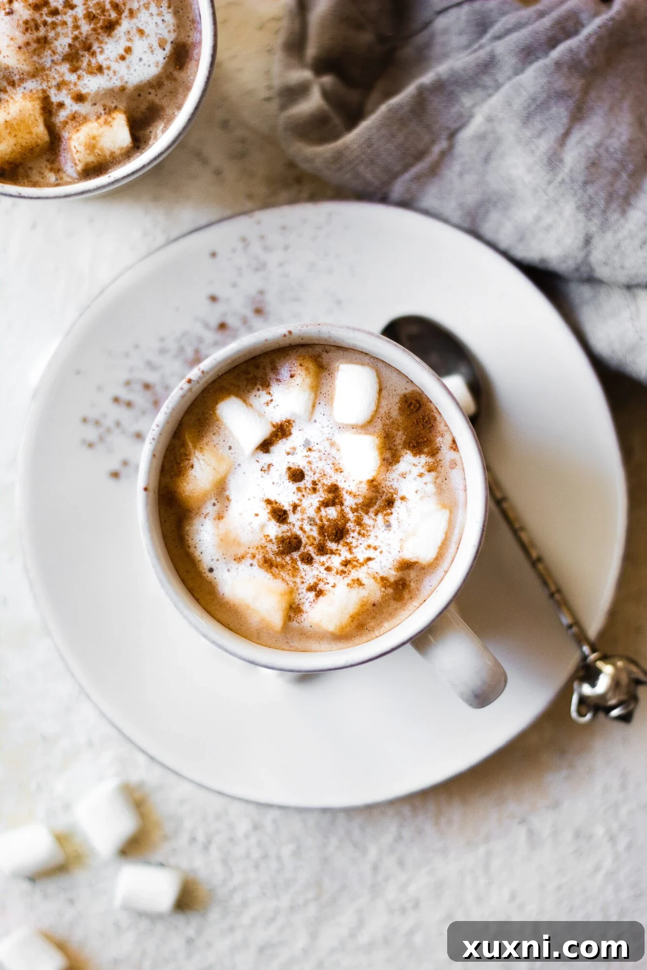 Homemade healthy mocha latte with marshmallows, perfect for a chilly morning