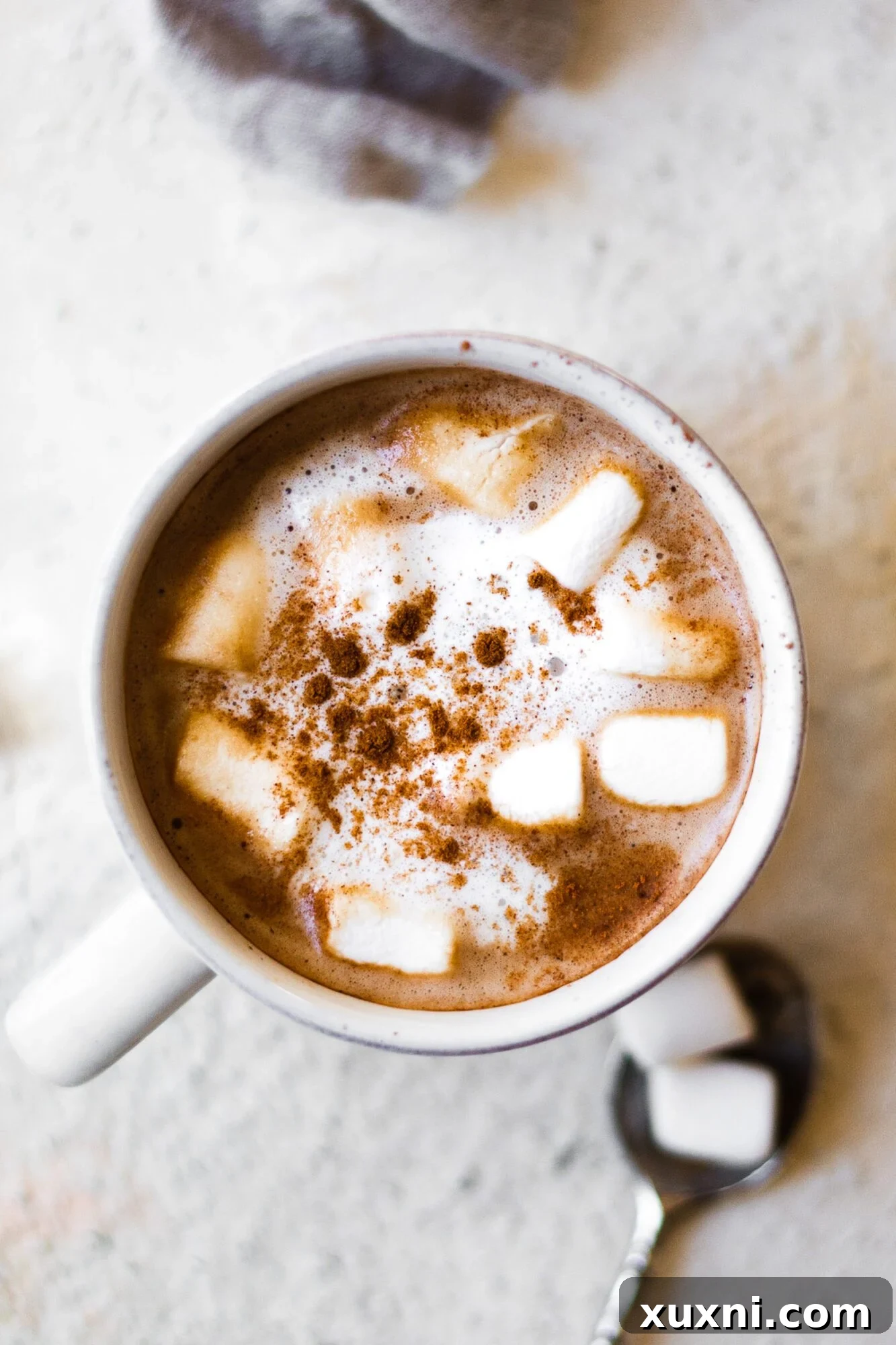 Close-up of a vegan mocha latte with latte art
