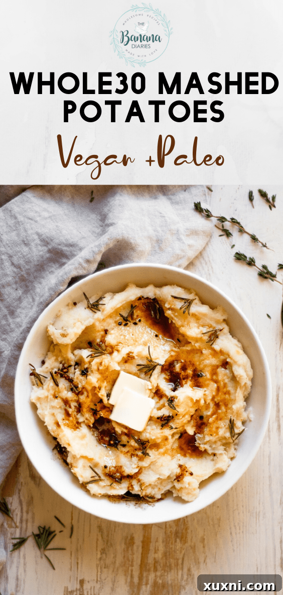 Pinterest image for Whole30 Mashed Potatoes