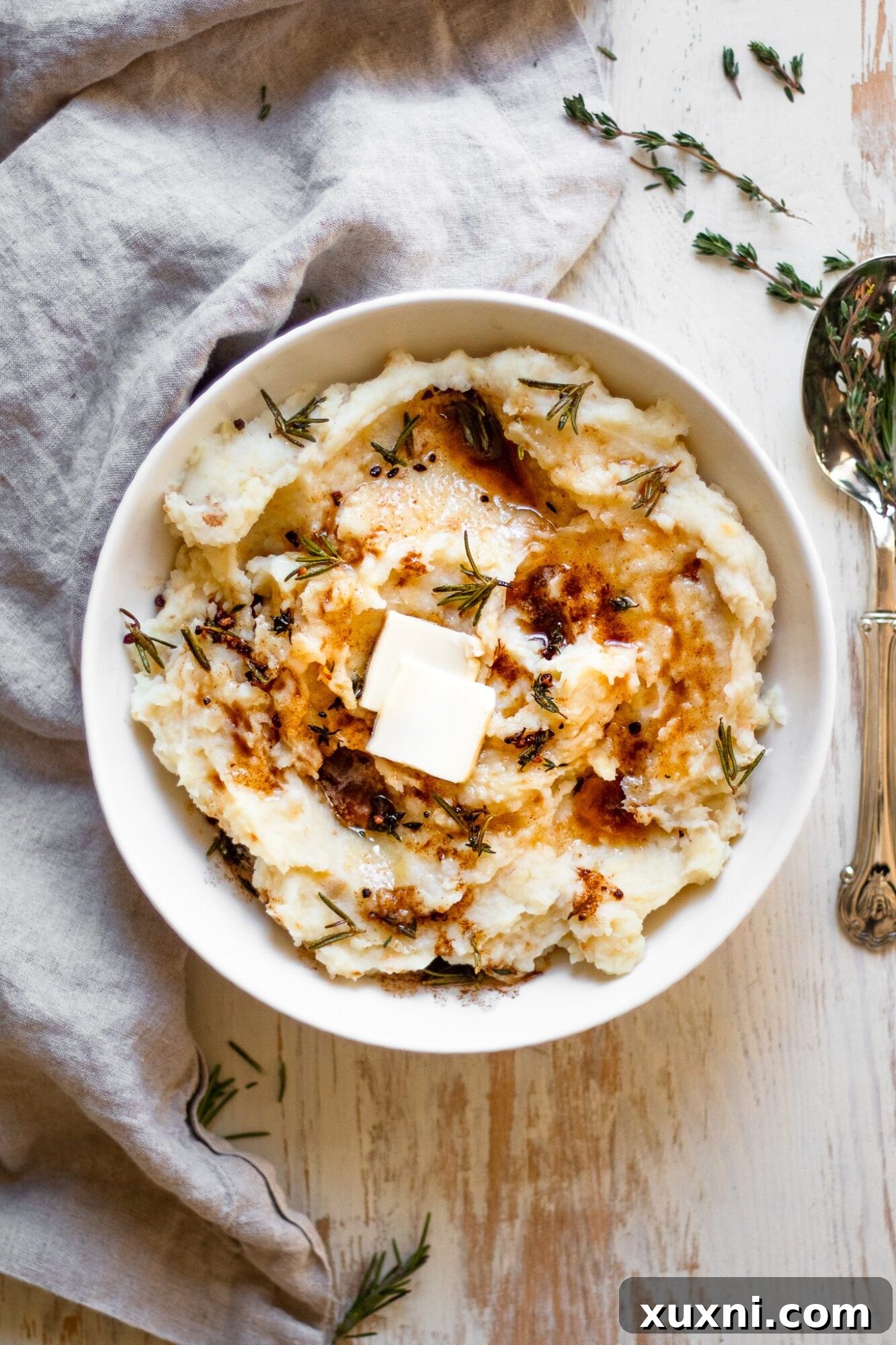 bowl of perfectly mashed potatoes, ready to be served